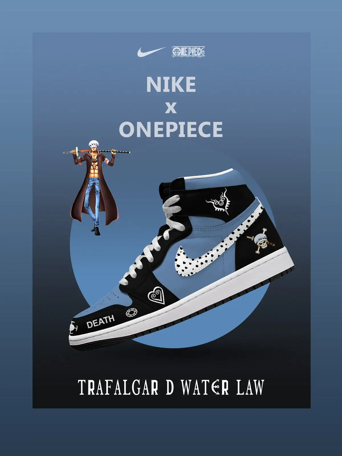 Trafalgar D. Water Law V.1 Custom High-Top Sneakers
