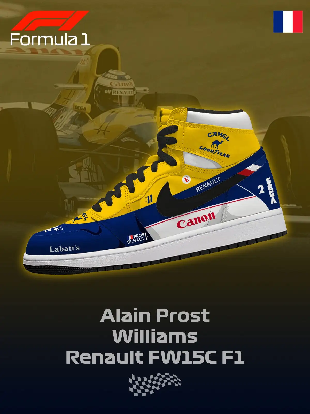 A Prost Williams FW15C F.1 V.1 Custom High-Top Sneakers