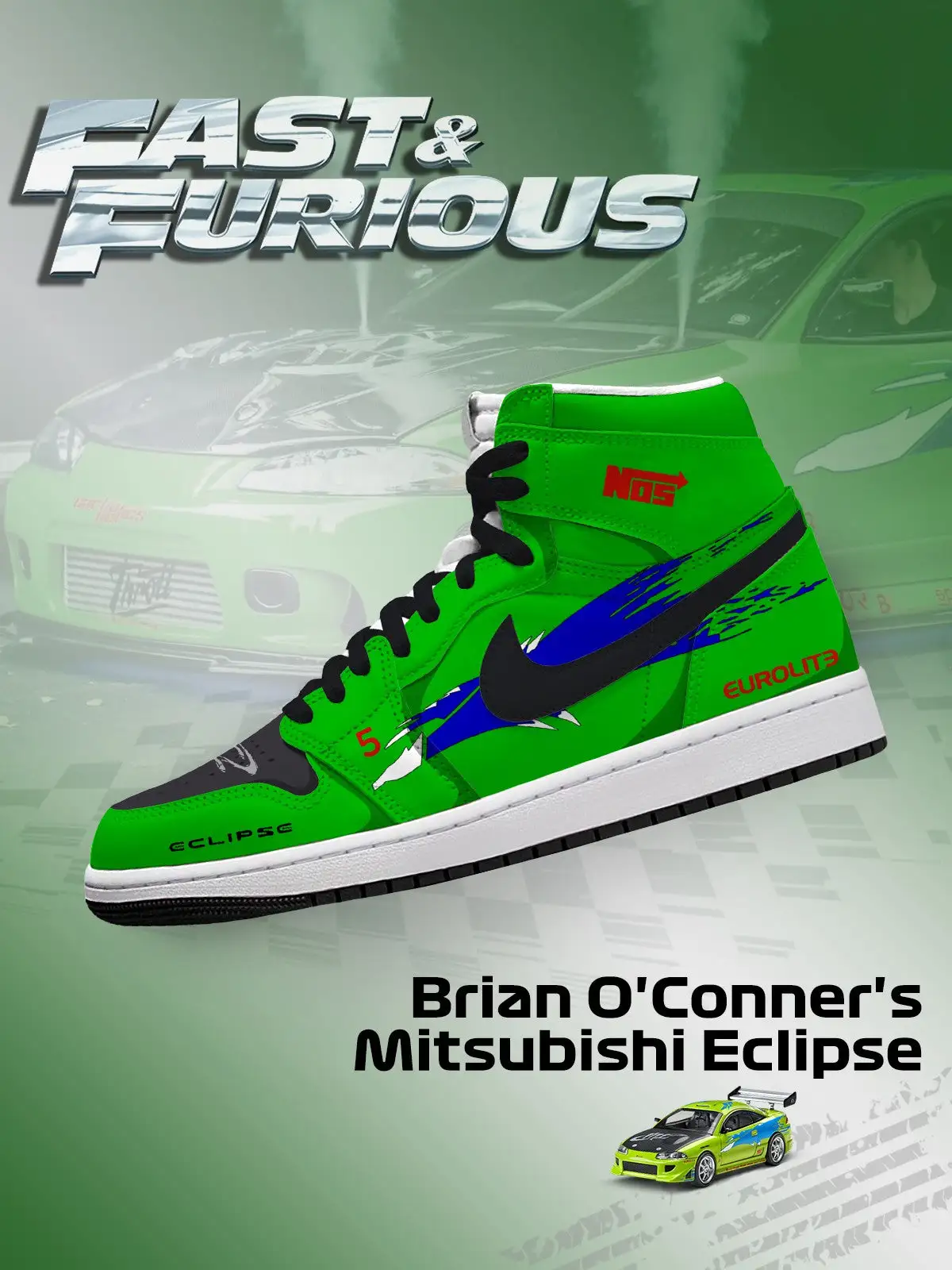 Brian O'Conner's Eclipse V.1 Custom High-Top Sneakers