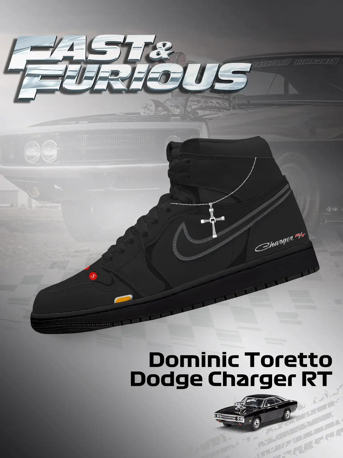 Dominic Toretto Charger RT V.1 Custom High-Top Sneakers