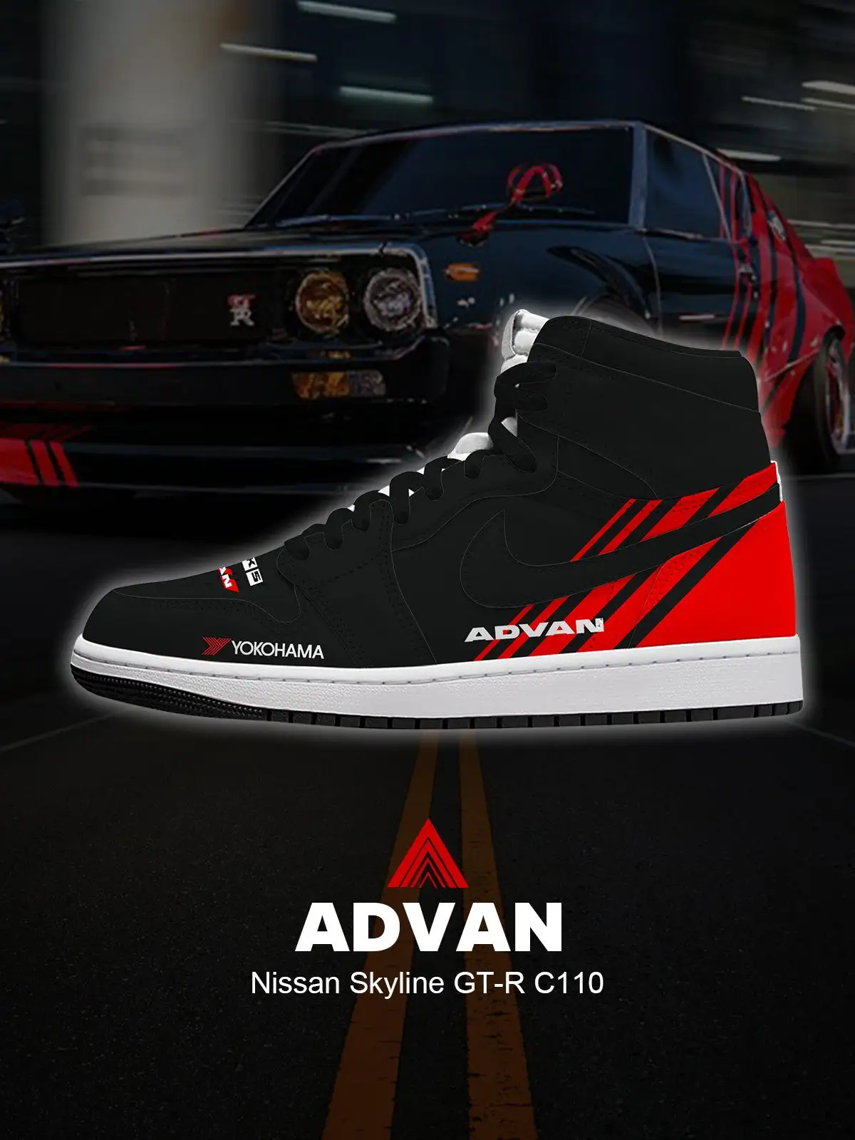 Skyline GT-R C110 V.1 Custom High-Top Sneakers