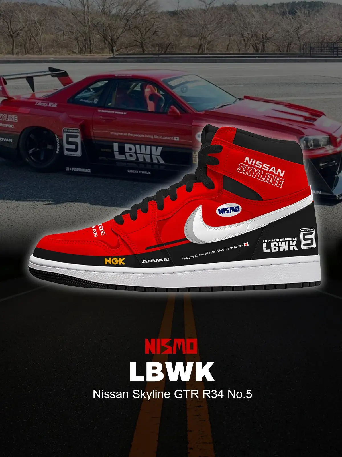 Skyline GTR R34 No.5 V.1 Custom High-Top Sneakers