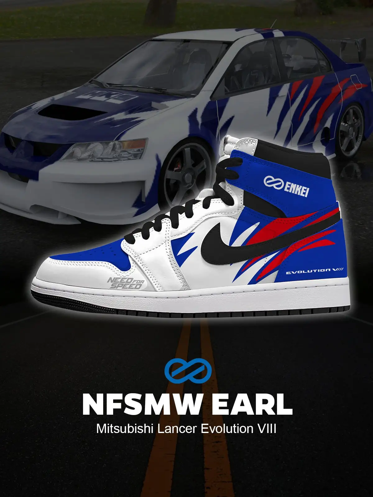 Earl Mitsubishi Lancer Evolution VIII V.1 Custom High-Top Sneakers