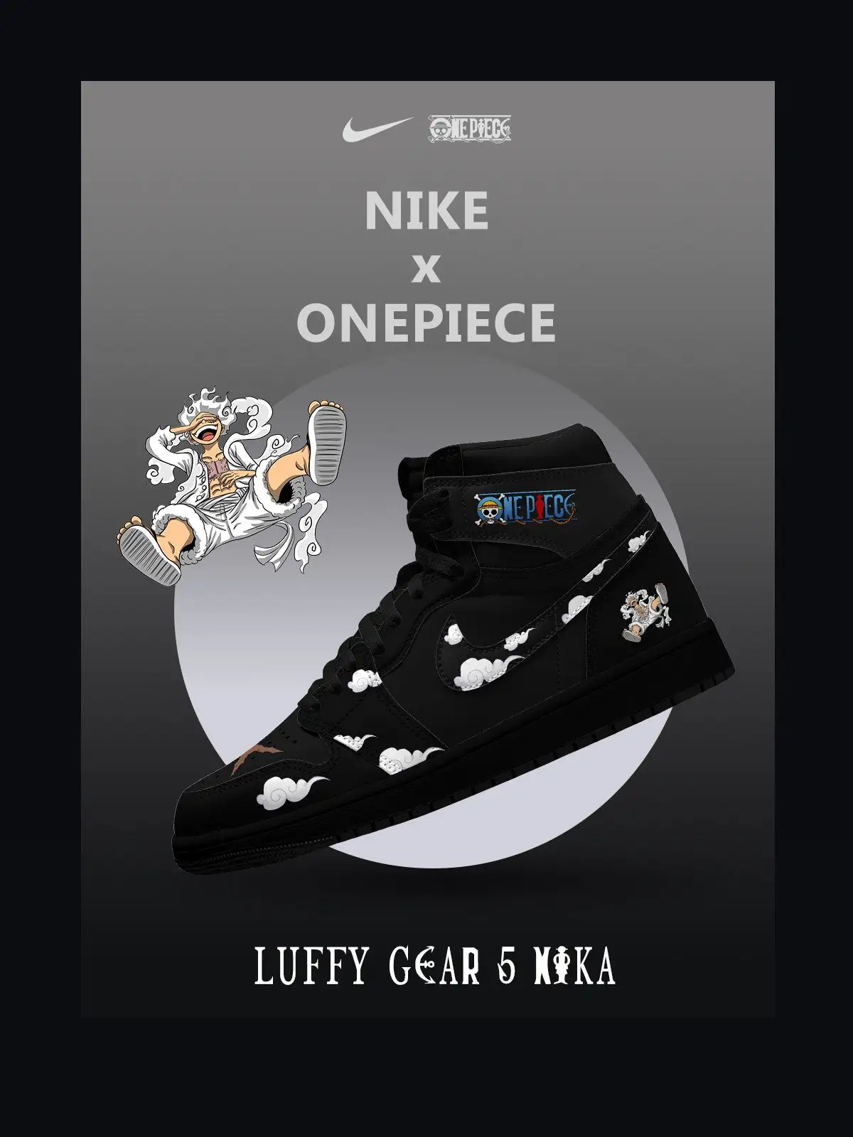 Luffy Gear 5 Nika V.2 Custom High-Top Sneakers
