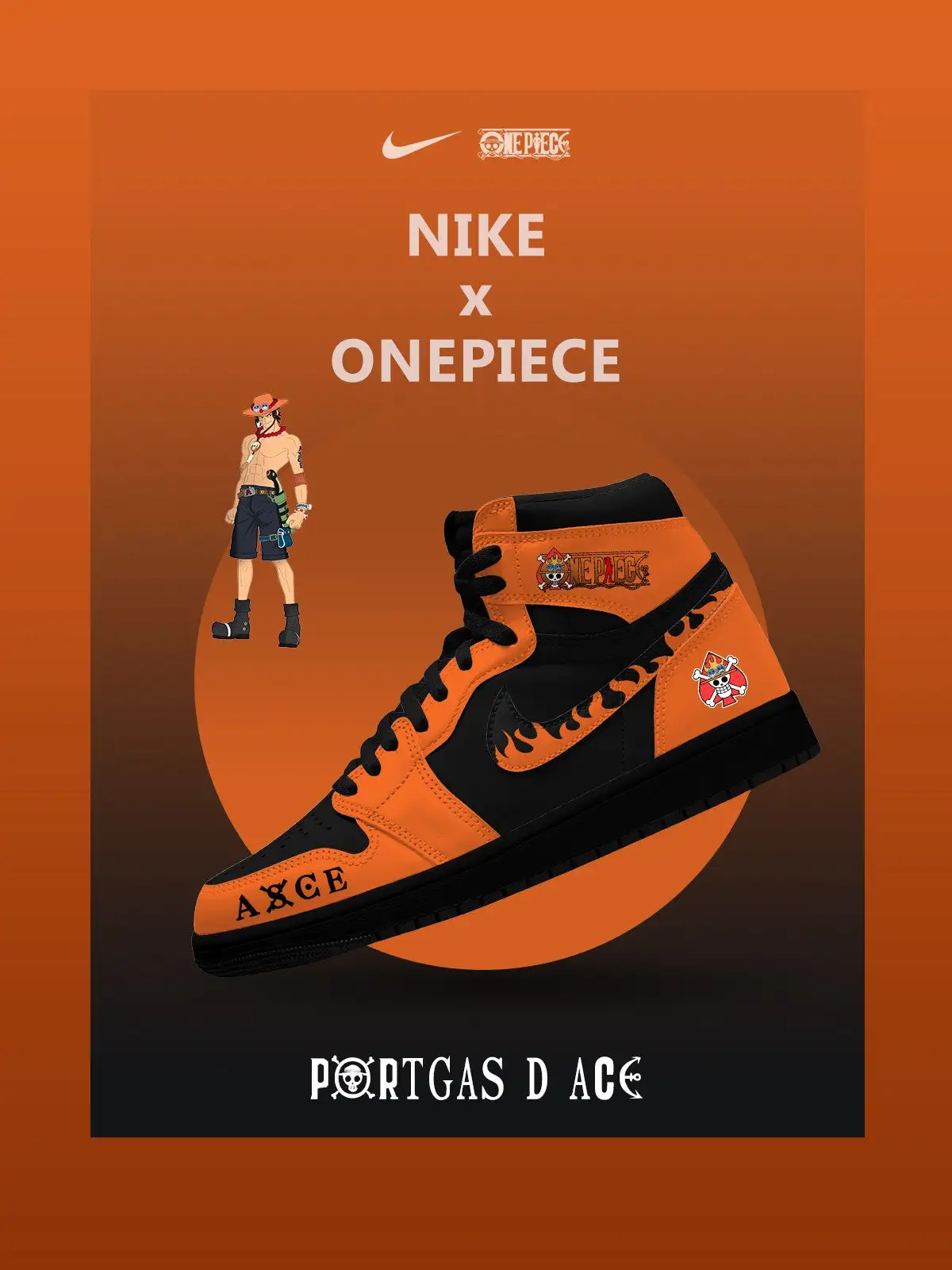 Portgas D Ace V.2 Custom High-Top Sneakers