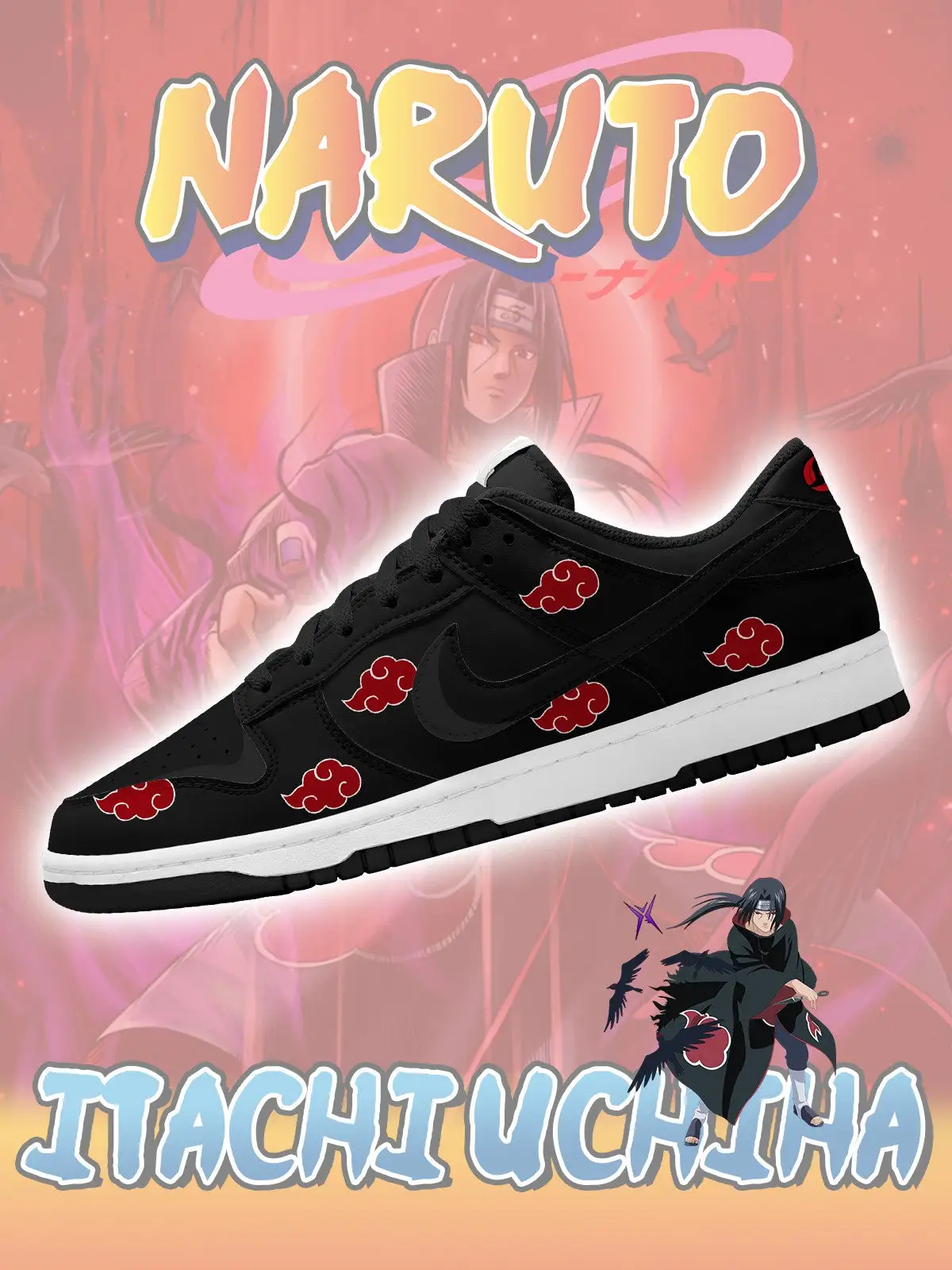 Akatsuki Itachi Uchiha V.5 Custom Court-Low Sneakers