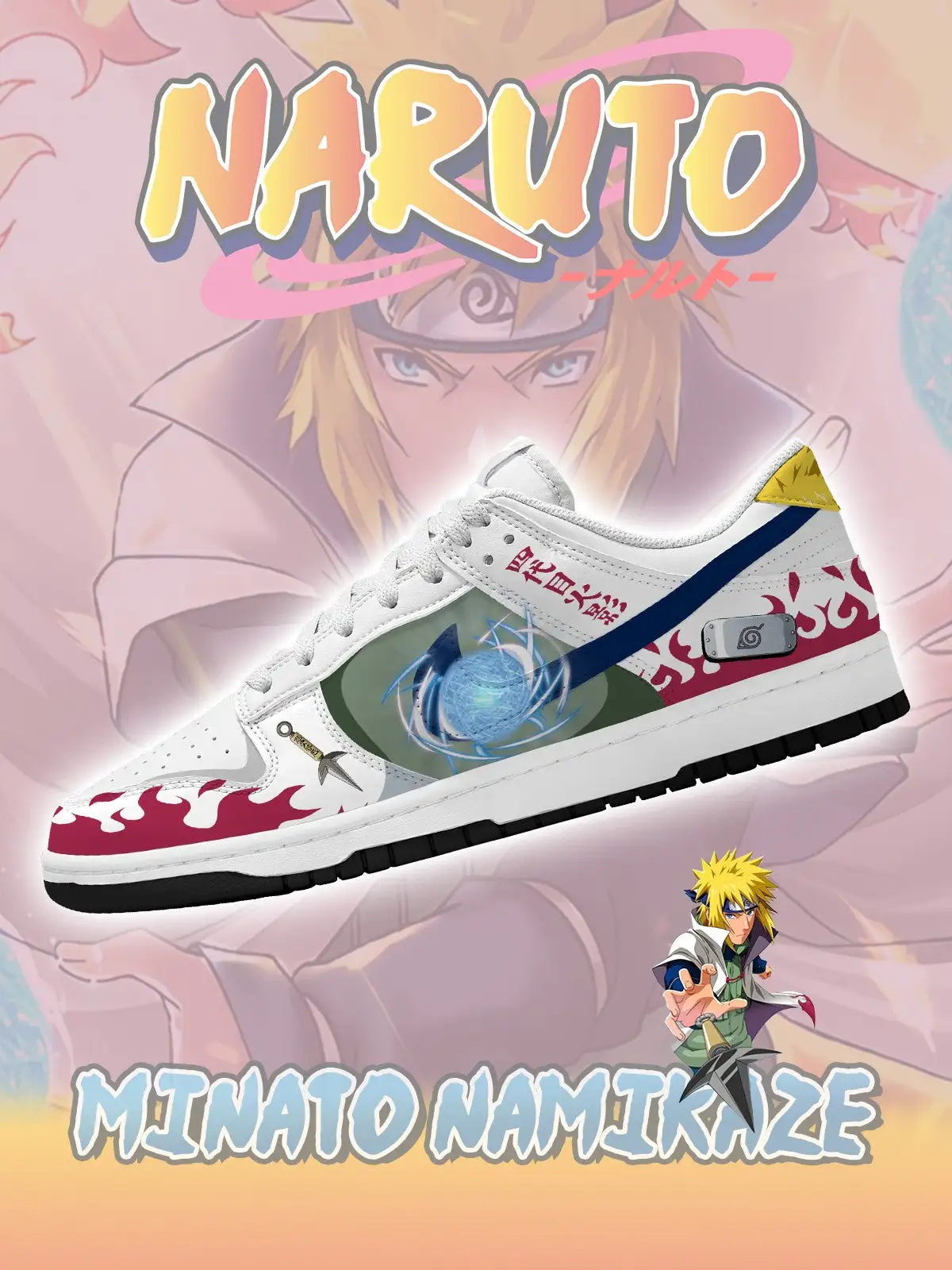 Fourth Hokage Minato Namikaze V.1 Custom Court-Low Sneakers