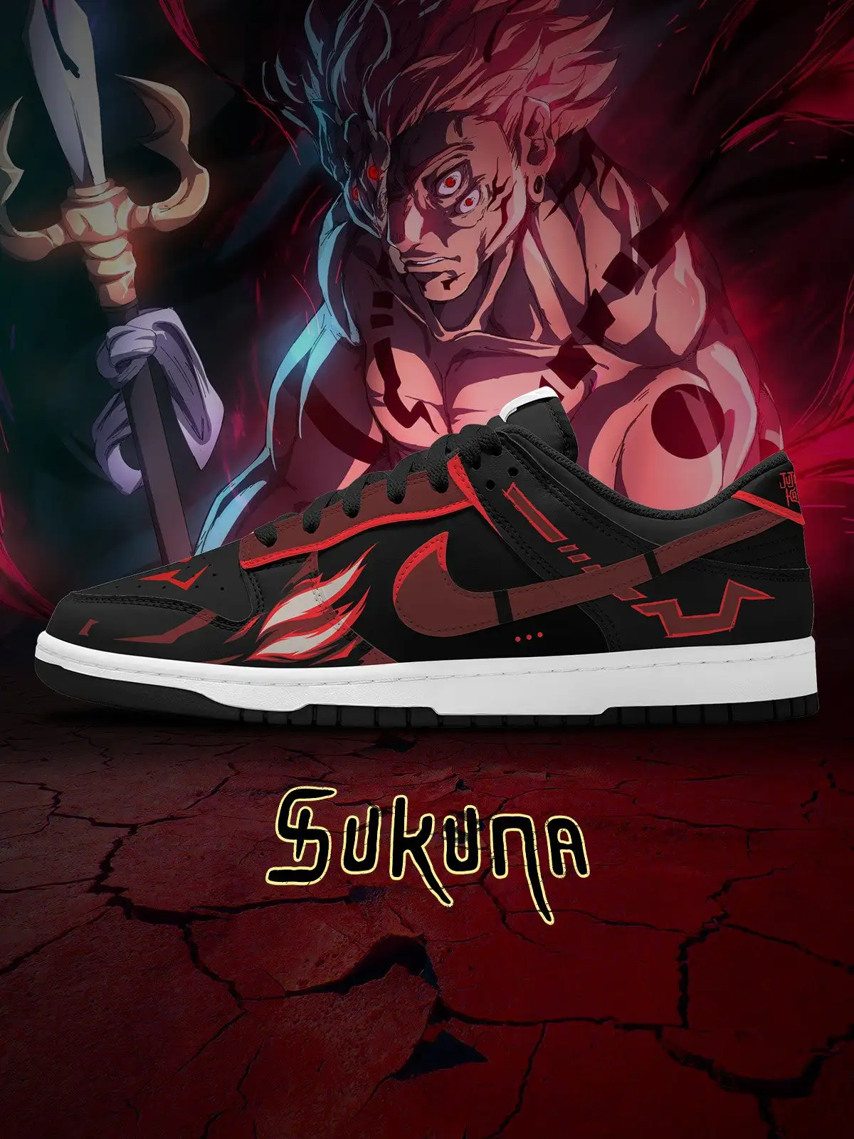 Ryomen Sukuna True Form V.1 Custom Court-Low Sneakers