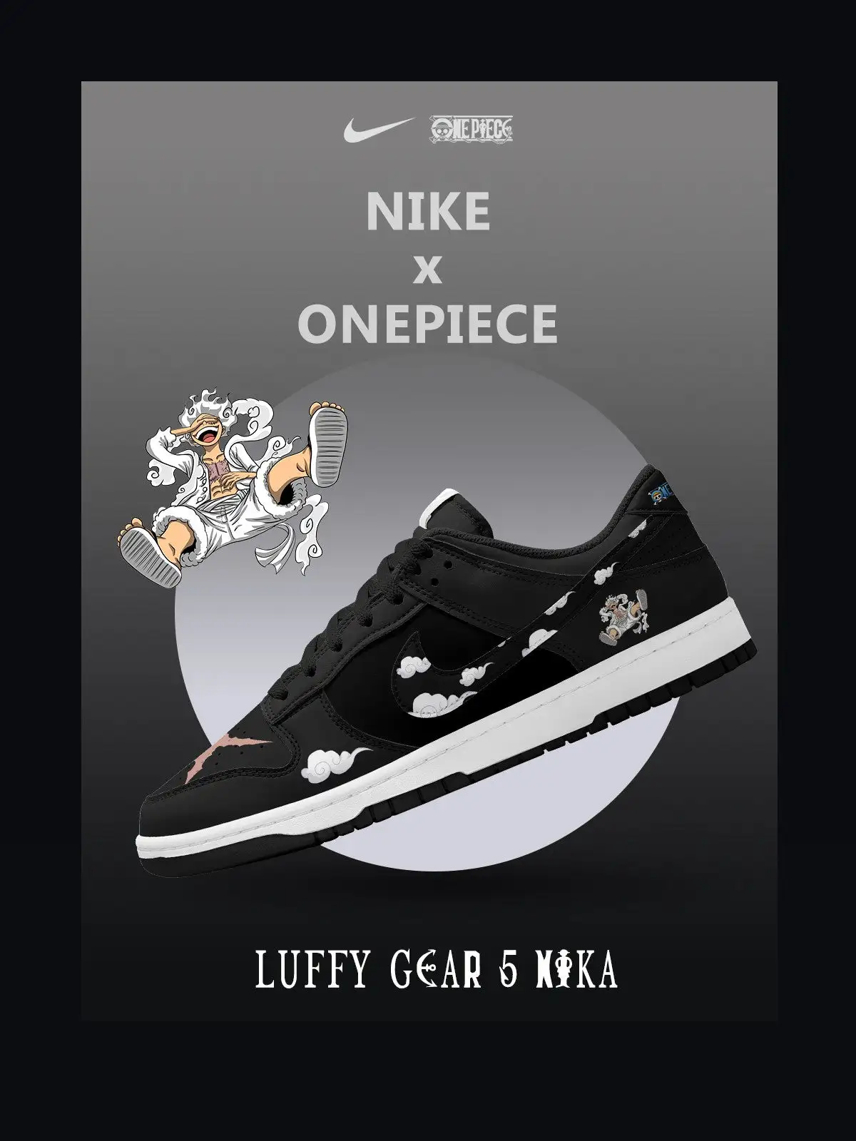 Luffy Gear 5 Nika V.1 Custom Court-Low Sneakers