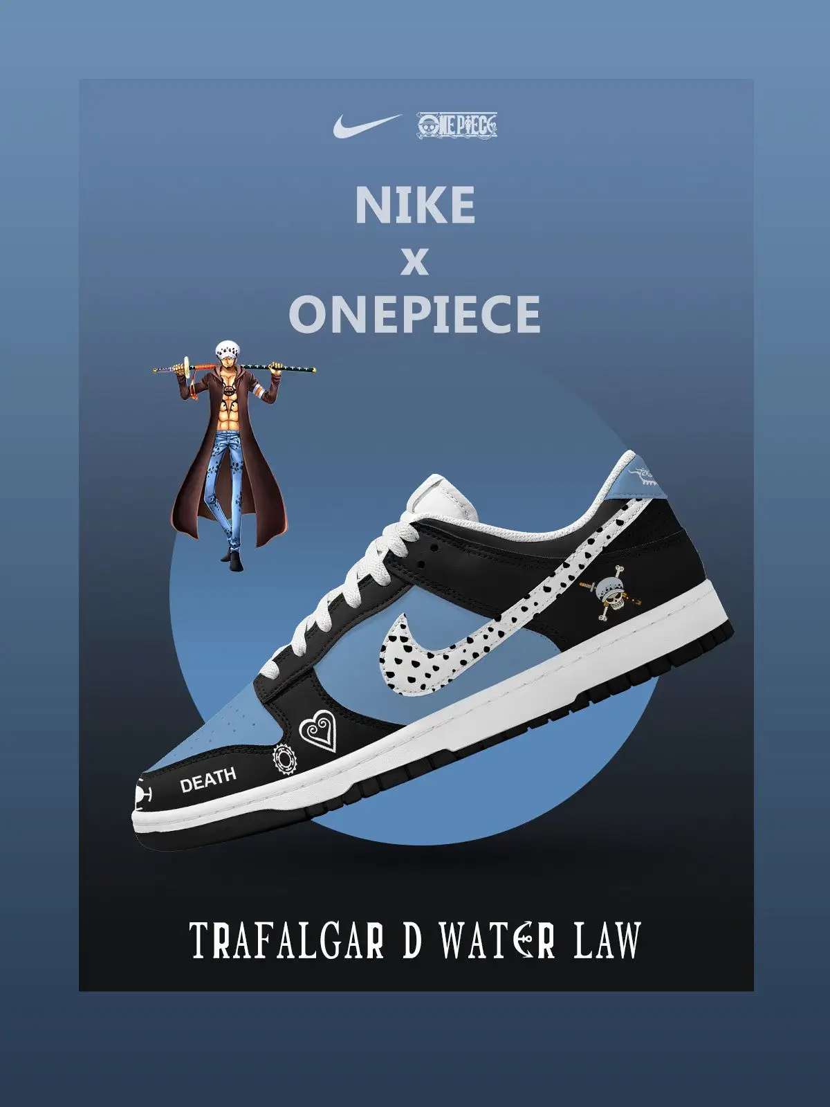 Trafalgar D. Water Law V.2 Custom Court-Low Sneakers