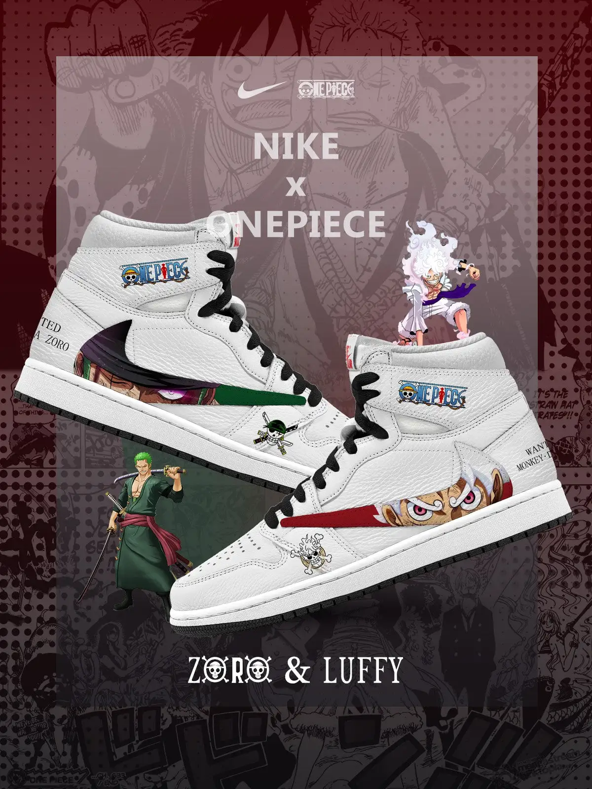 Luffy and Zoro V.1 Custom TS High Sneakers
