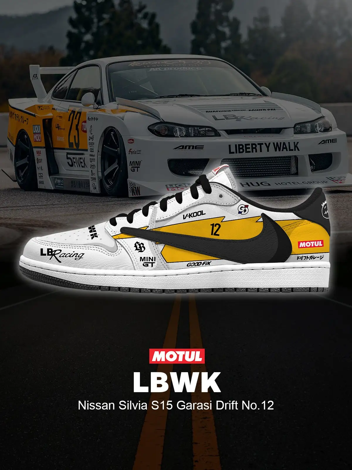 Silvia S15 Garasi Drift No.12 V.1 Custom TS Low Sneakers