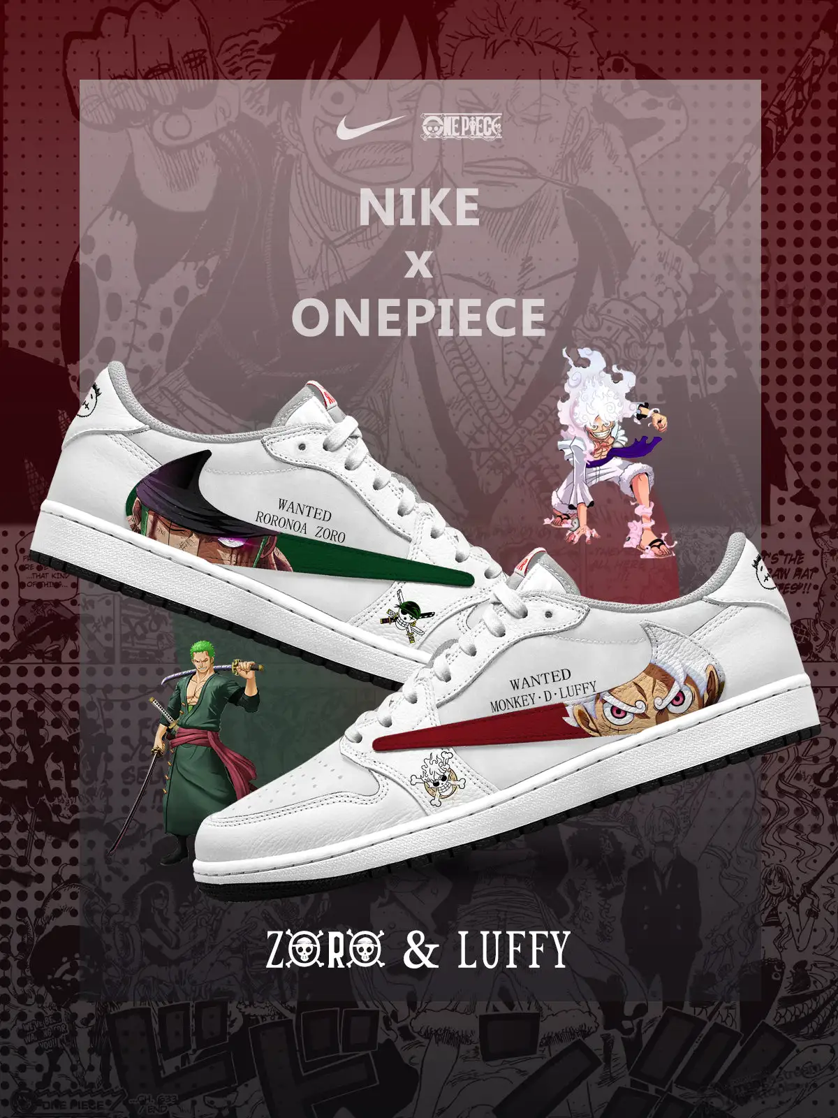 Luffy and Zoro V.1 Custom TS Low Sneakers