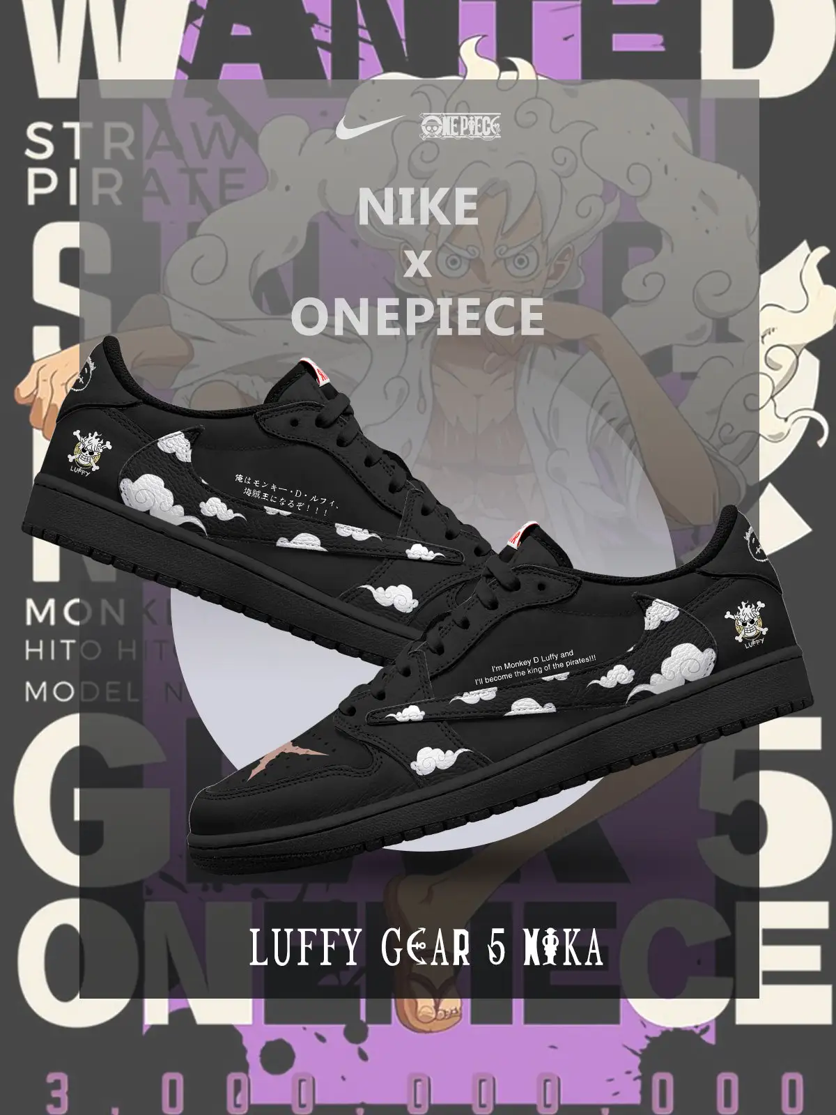Luffy Gear 5 Nika V.10 Custom TS Low Sneakers