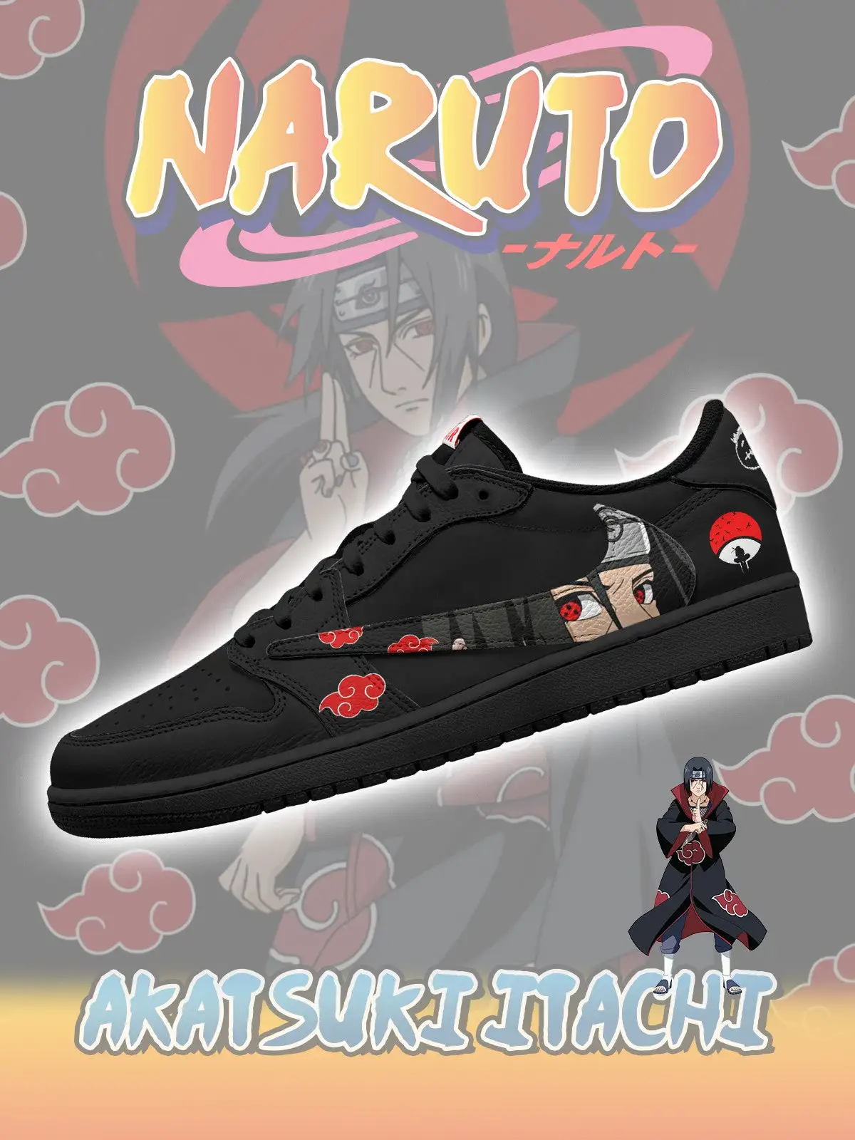 Akatsuki Itachi Uchiha V.2 Custom TS Low Sneakers