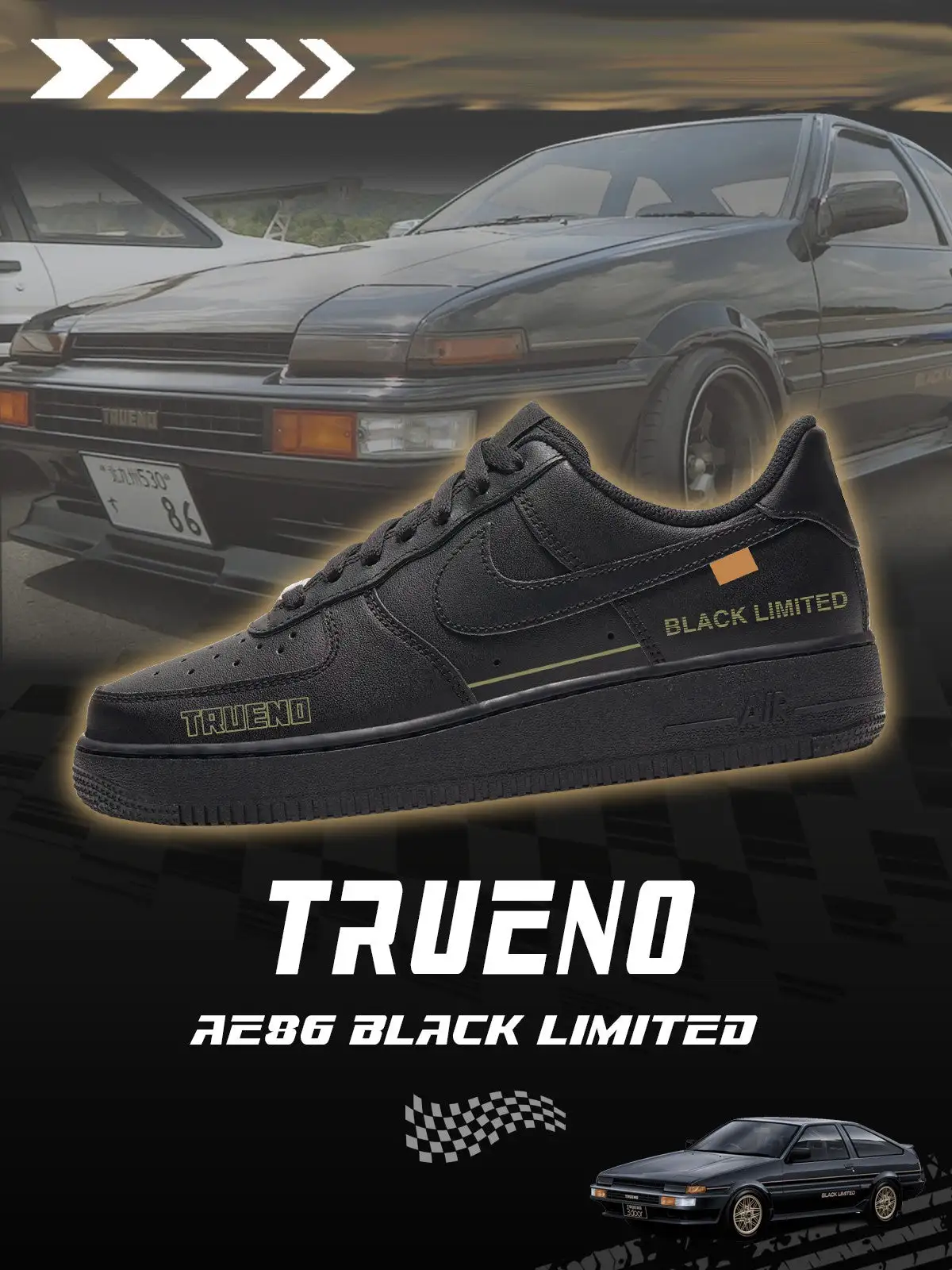 AE86 Trueno Black Limited V.1 Custom Sneakers
