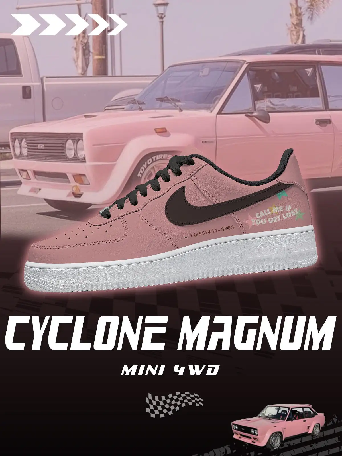 Pink Fiat 131 Abarth V.1 Custom Sneakers