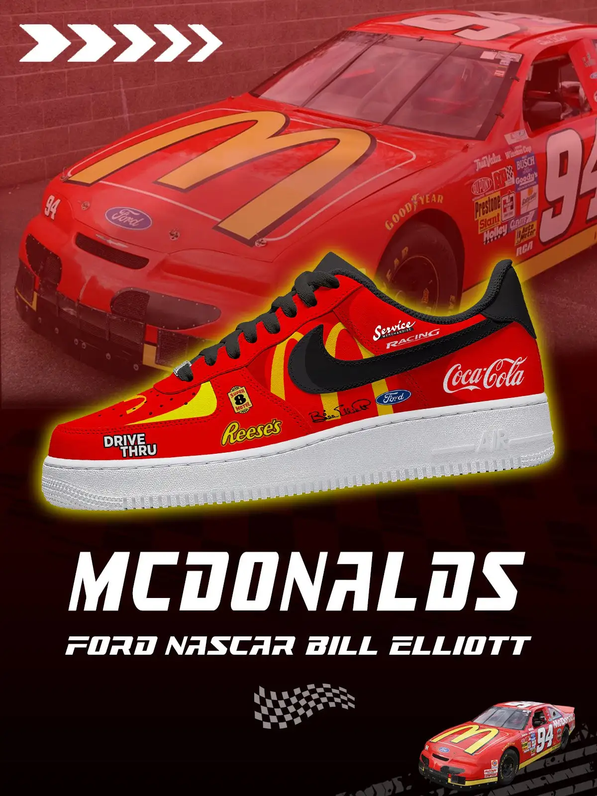 Bill Elliott Mcdonalds V.1 Custom Sneakers