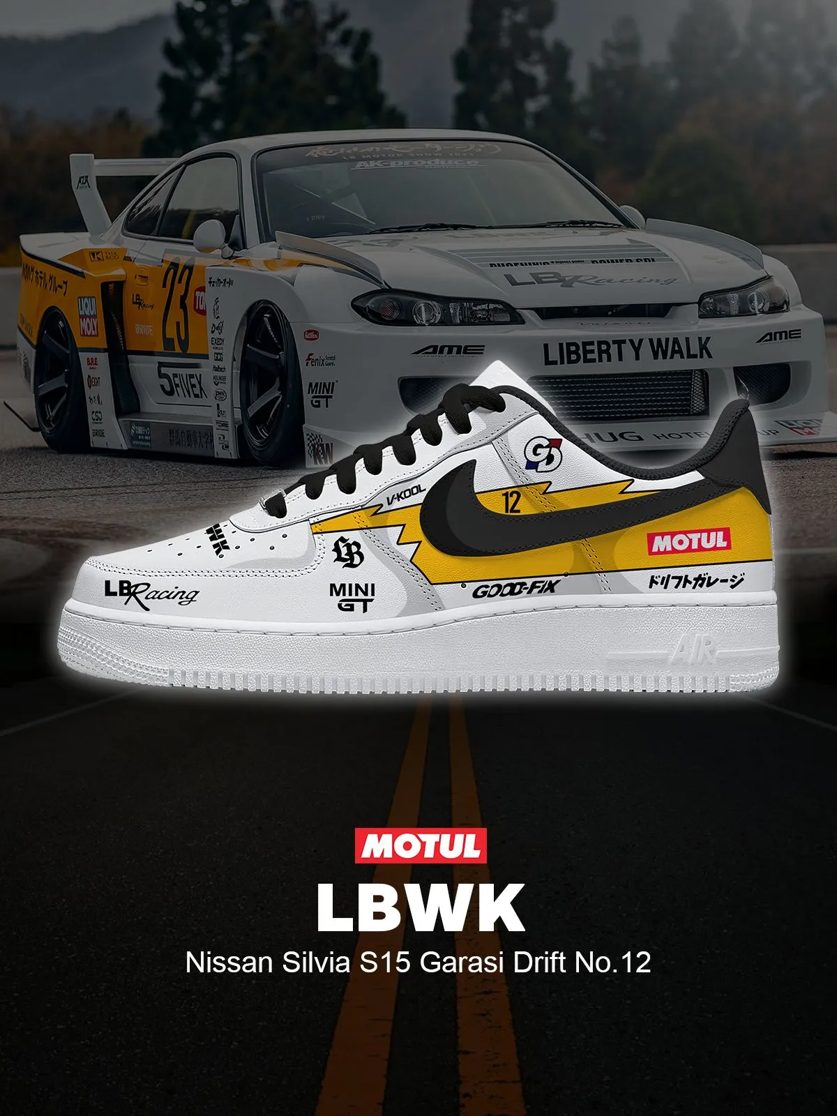Silvia S15 Garasi Drift No 12 Custom Sneakers