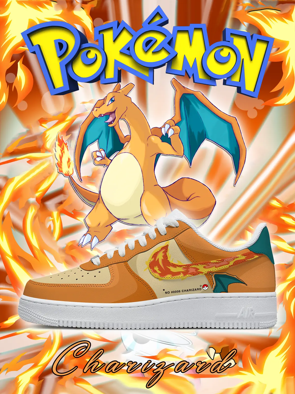 No.0006 Charizard Style 2 Custom Sneakers