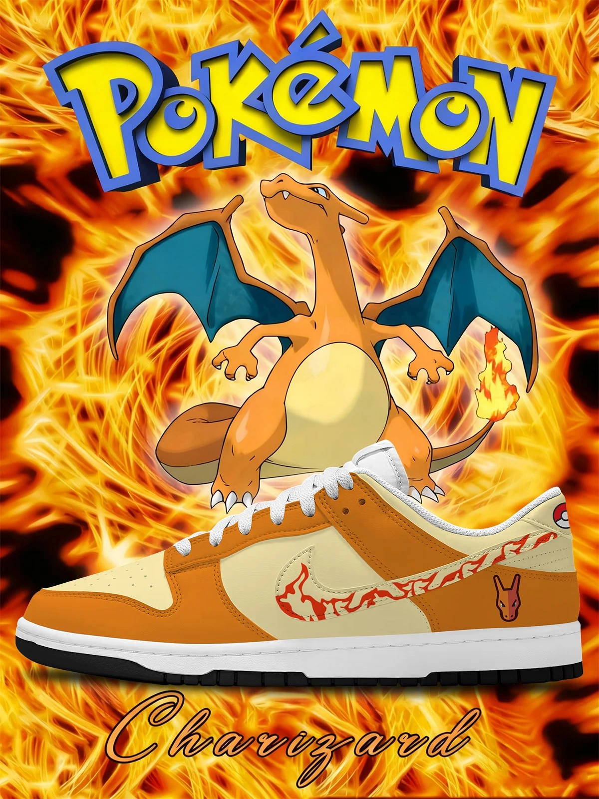 Charizard V.1 Custom Court-Low Sneakers