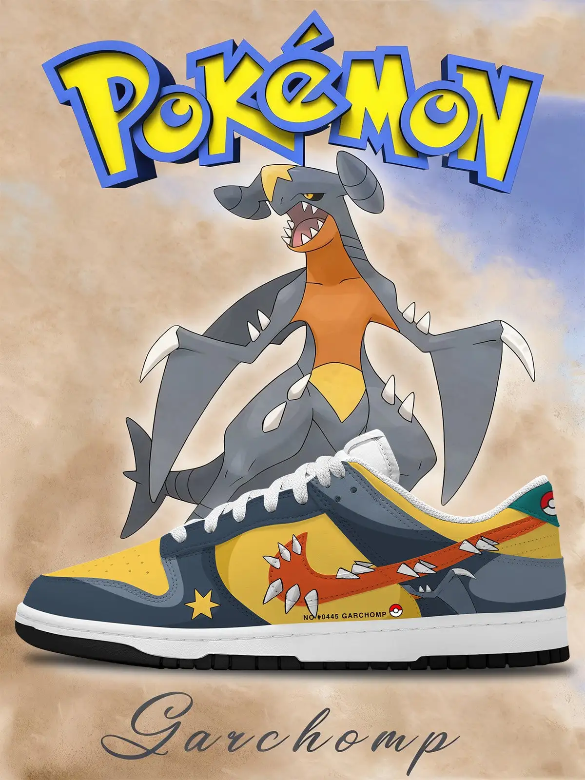 Garchomp V.1 Custom Court-Low Sneakers