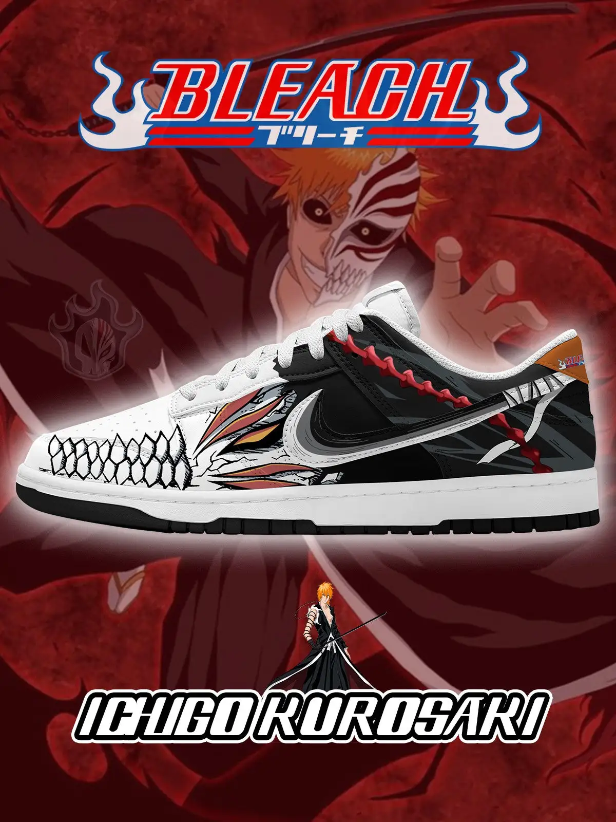 Ichigo Kurosaki V.1 Custom Court-Low Sneakers